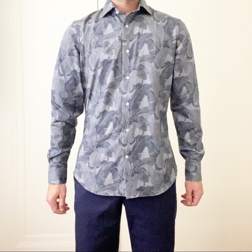 Saks Traiano Milano Men’s Performance Palm Print Button Shirt Size Medium